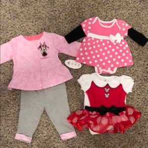 Lot of 3 baby girl Minnie Mouse Outfits Disney